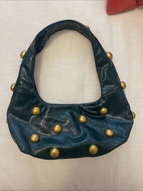Zara Studded Green Shoulder Bag